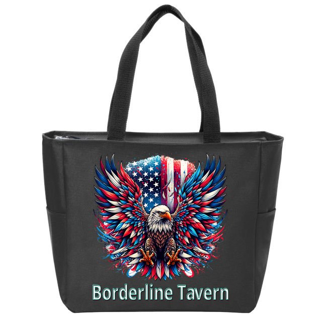 Borderline Tavern Eagle American Flag 4th Of July  Zip Tote Bag