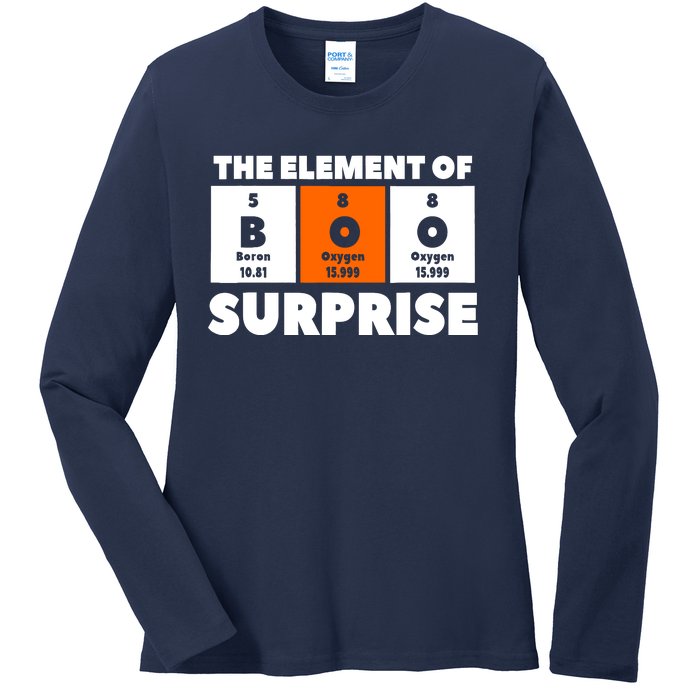 Boo The Element Of Surprise Science Chemistry Chemist Ladies Long Sleeve Shirt