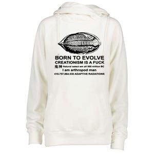 Born To Evolve Creationism Is A Fuck Adult Humor Womens Funnel Neck Pullover Hood