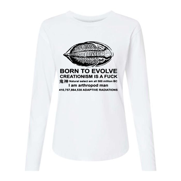 Born To Evolve Creationism Is A Fuck Adult Humor Womens Cotton Relaxed Long Sleeve T-Shirt