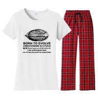 Born To Evolve Creationism Is A Fuck Adult Humor Women's Flannel Pajama Set