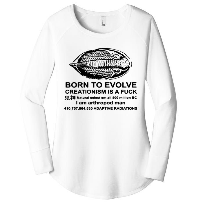 Born To Evolve Creationism Is A Fuck Adult Humor Women's Perfect Tri Tunic Long Sleeve Shirt