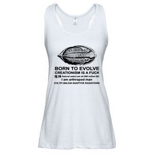 Born To Evolve Creationism Is A Fuck Adult Humor Ladies Essential Flowy Tank