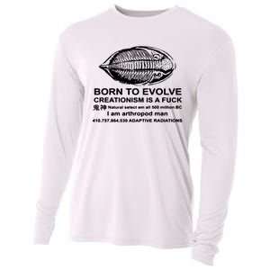 Born To Evolve Creationism Is A Fuck Adult Humor Cooling Performance Long Sleeve Crew