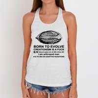 Born To Evolve Creationism Is A Fuck Adult Humor Women's Knotted Racerback Tank