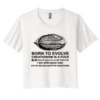 Born To Evolve Creationism Is A Fuck Adult Humor Women's Crop Top Tee