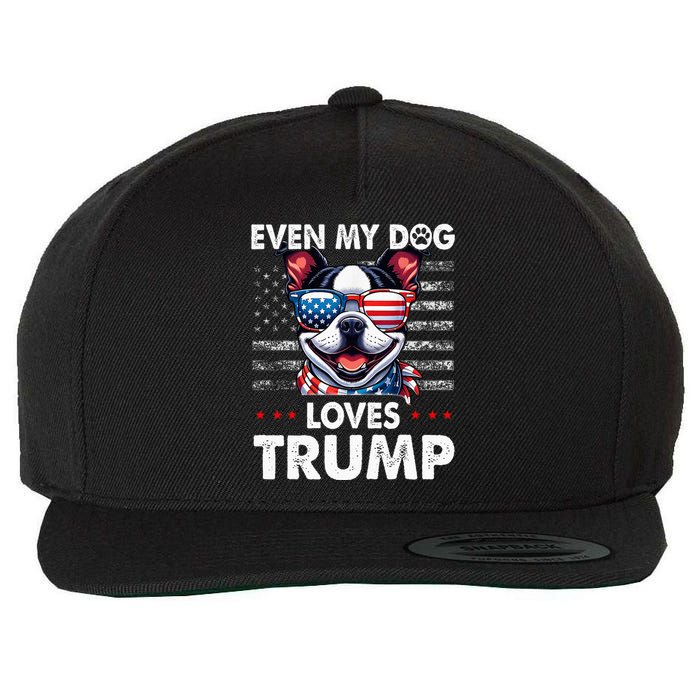 Boston Terrier Even My Dog Loves Trump Funny Wool Snapback Cap