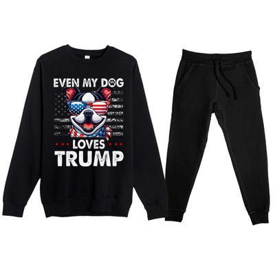 Boston Terrier Even My Dog Loves Trump Funny Premium Crewneck Sweatsuit Set