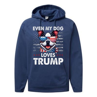 Boston Terrier Even My Dog Loves Trump Funny Performance Fleece Hoodie