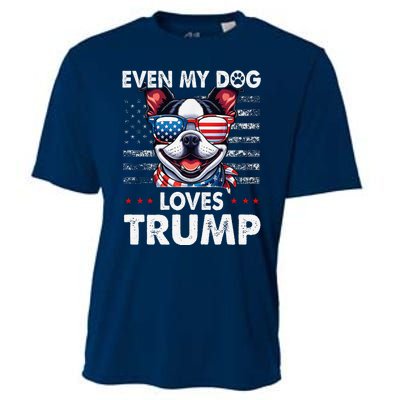 Boston Terrier Even My Dog Loves Trump Funny Cooling Performance Crew T-Shirt