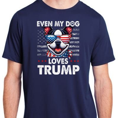 Boston Terrier Even My Dog Loves Trump Funny Adult ChromaSoft Performance T-Shirt