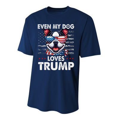 Boston Terrier Even My Dog Loves Trump Funny Performance Sprint T-Shirt