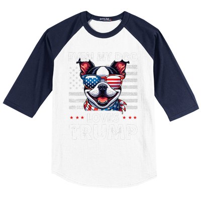 Boston Terrier Even My Dog Loves Trump Funny Baseball Sleeve Shirt