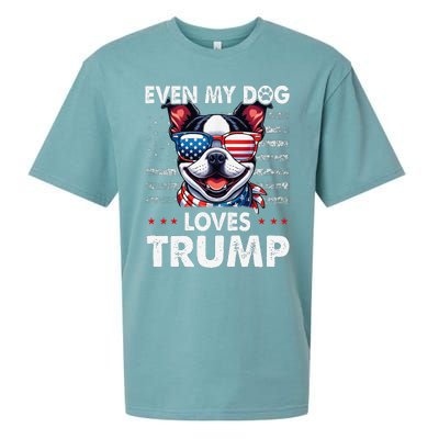 Boston Terrier Even My Dog Loves Trump Funny Sueded Cloud Jersey T-Shirt