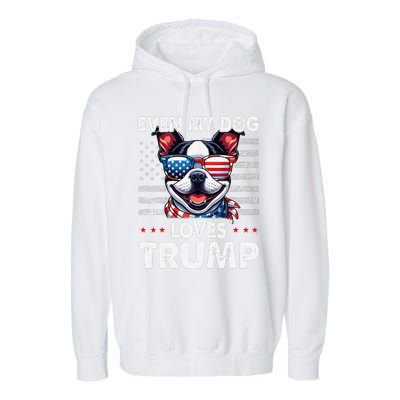 Boston Terrier Even My Dog Loves Trump Funny Garment-Dyed Fleece Hoodie