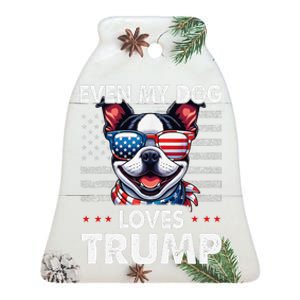 Boston Terrier Even My Dog Loves Trump Funny Ceramic Bell Ornament