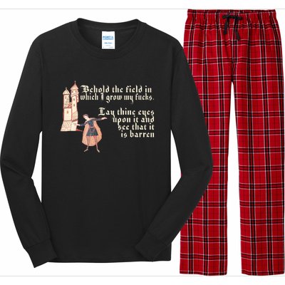 Behold The Field In Which I Grow My Fucks. Funny Meme Long Sleeve Pajama Set