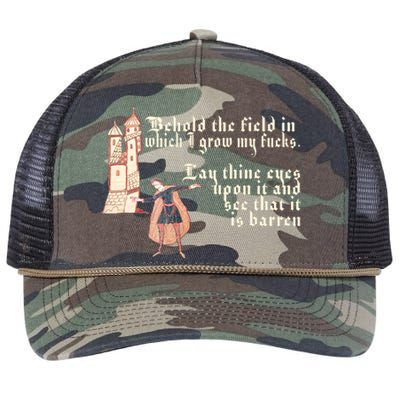 Behold The Field In Which I Grow My Fucks. Funny Meme Retro Rope Trucker Hat Cap