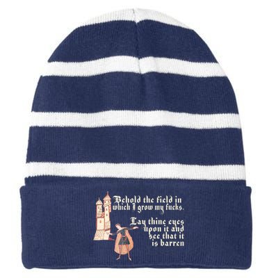 Behold The Field In Which I Grow My Fucks. Funny Meme Striped Beanie with Solid Band