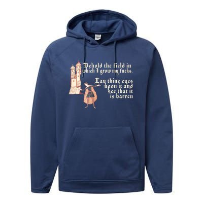 Behold The Field In Which I Grow My Fucks. Funny Meme Performance Fleece Hoodie