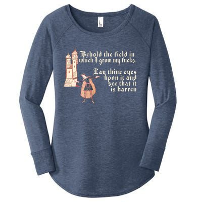 Behold The Field In Which I Grow My Fucks. Funny Meme Women's Perfect Tri Tunic Long Sleeve Shirt