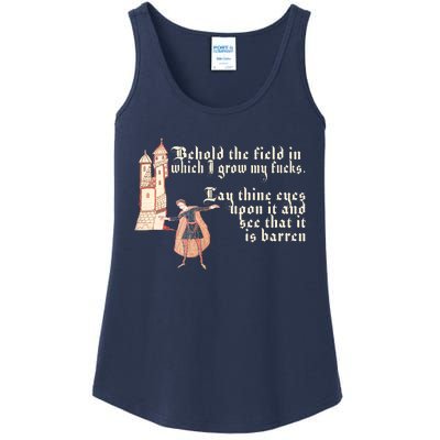 Behold The Field In Which I Grow My Fucks. Funny Meme Ladies Essential Tank