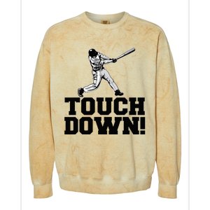 Baseball Touchdown Funny Sarcastic Baseball Touchdown Colorblast Crewneck Sweatshirt