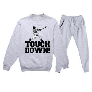 Baseball Touchdown Funny Sarcastic Baseball Touchdown Premium Crewneck Sweatsuit Set