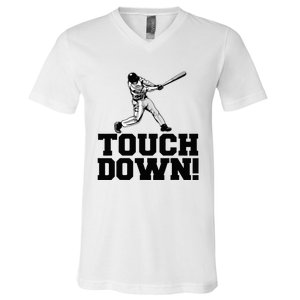 Baseball Touchdown Funny Sarcastic Baseball Touchdown V-Neck T-Shirt