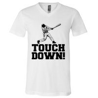 Baseball Touchdown Funny Sarcastic Baseball Touchdown V-Neck T-Shirt