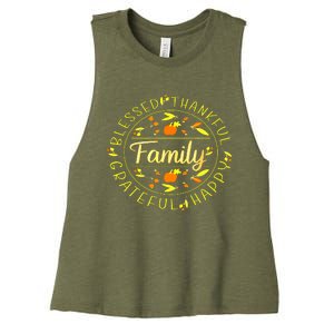 Blessed Thankful Family Thanksgiving Women's Racerback Cropped Tank