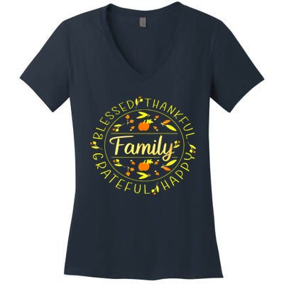 Blessed Thankful Family Thanksgiving Women's V-Neck T-Shirt