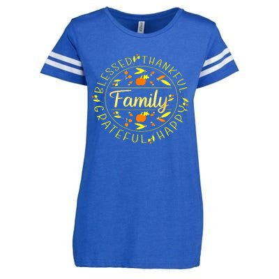 Blessed Thankful Family Thanksgiving Enza Ladies Jersey Football T-Shirt