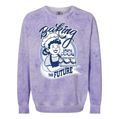 Baking The Future Retro Cartoon Colorblast Crewneck Sweatshirt