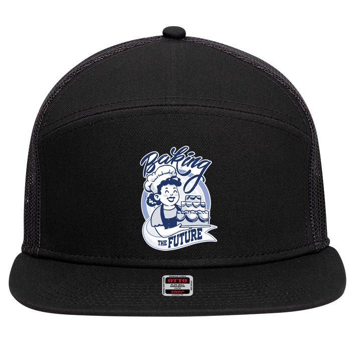 Baking The Future Retro Cartoon 7 Panel Mesh Trucker Snapback Hat