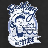 Baking The Future Retro Cartoon 7 Panel Mesh Trucker Snapback Hat