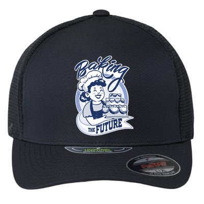 Baking The Future Retro Cartoon Flexfit Unipanel Trucker Cap