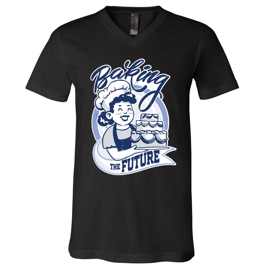 Baking The Future Retro Cartoon V-Neck T-Shirt