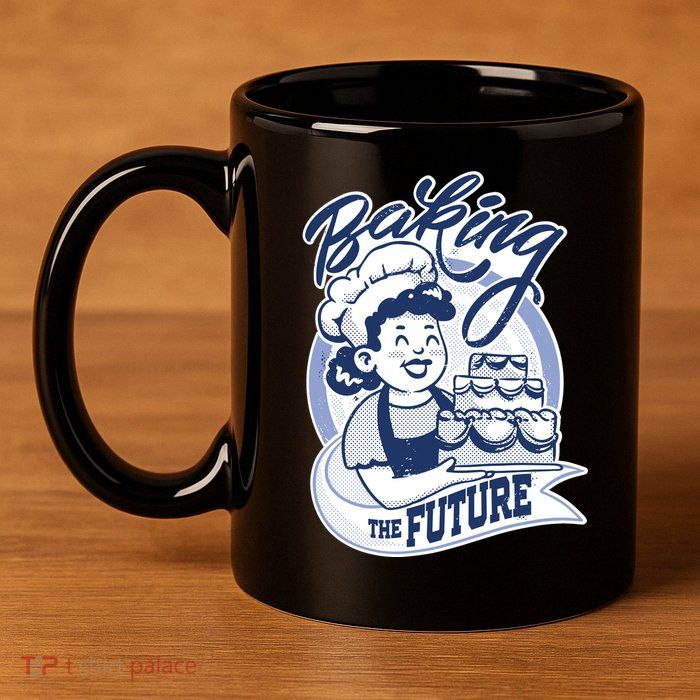 Baking The Future Retro Cartoon 11oz C Handle Ceramic Mug