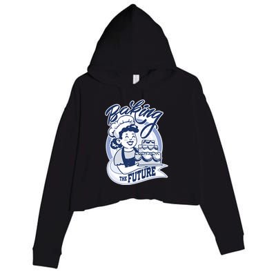 Baking The Future Retro Cartoon Crop Fleece Hoodie