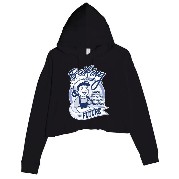 Baking The Future Retro Cartoon Crop Fleece Hoodie