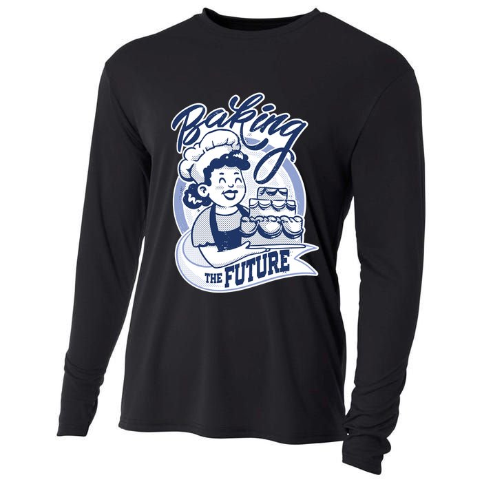 Baking The Future Retro Cartoon Cooling Performance Long Sleeve Crew