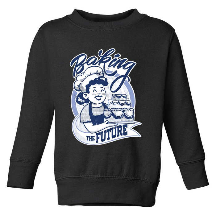 Baking The Future Retro Cartoon Toddler Sweatshirt