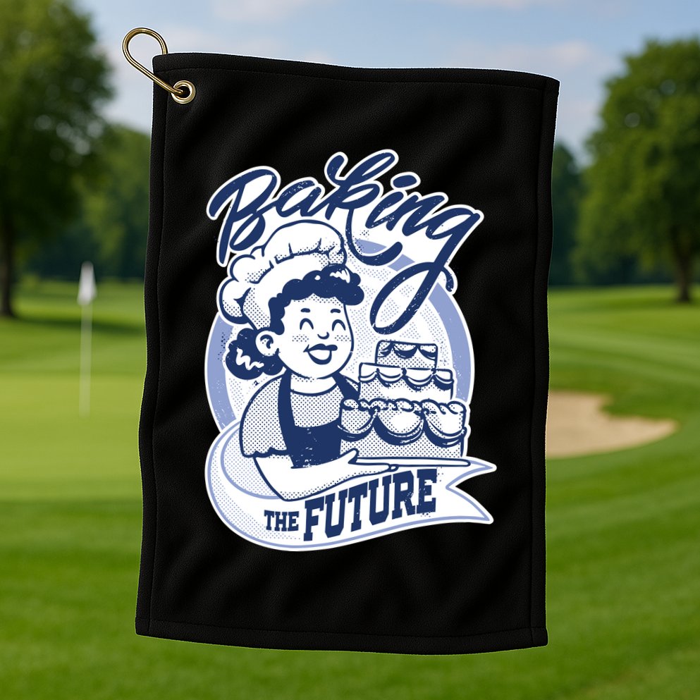 Baking The Future Retro Cartoon Golf Towel