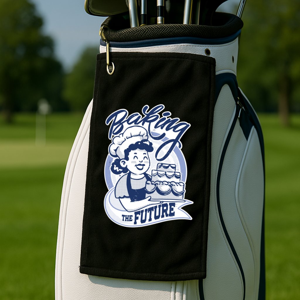Baking The Future Retro Cartoon Golf Towel