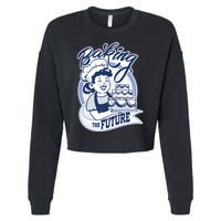 Baking The Future Retro Cartoon Cropped Pullover Crew