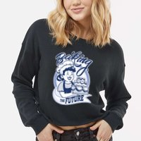 Baking The Future Retro Cartoon Cropped Pullover Crew