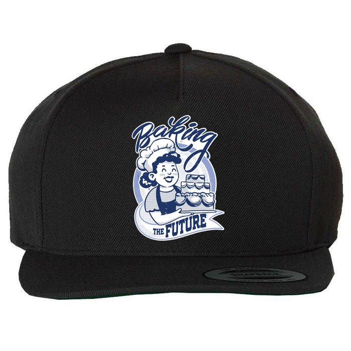 Baking The Future Retro Cartoon Wool Snapback Cap
