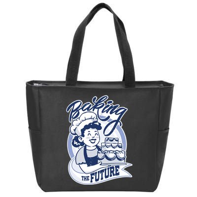 Baking The Future Retro Cartoon Zip Tote Bag