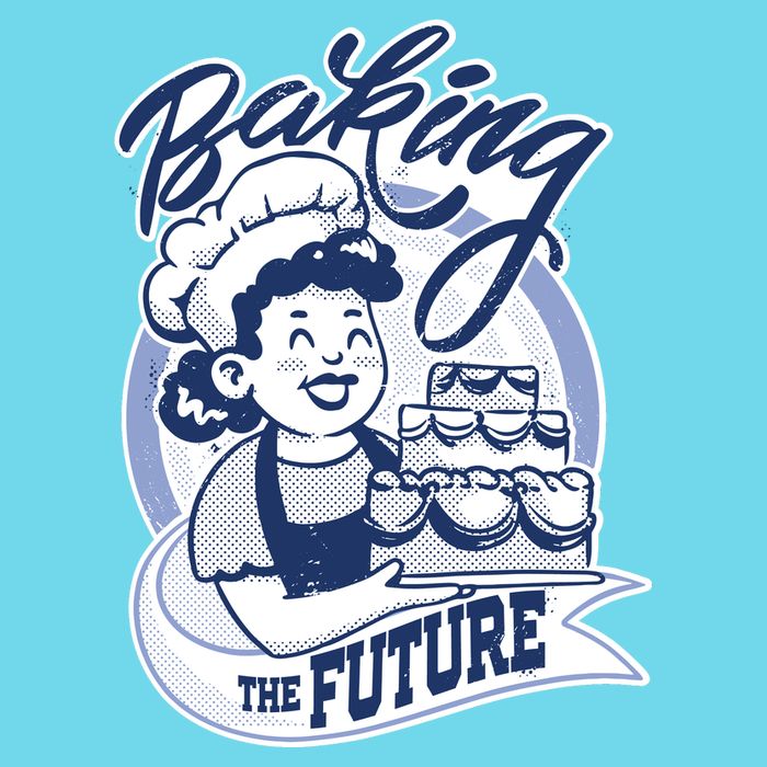 Baking The Future Retro Cartoon Button